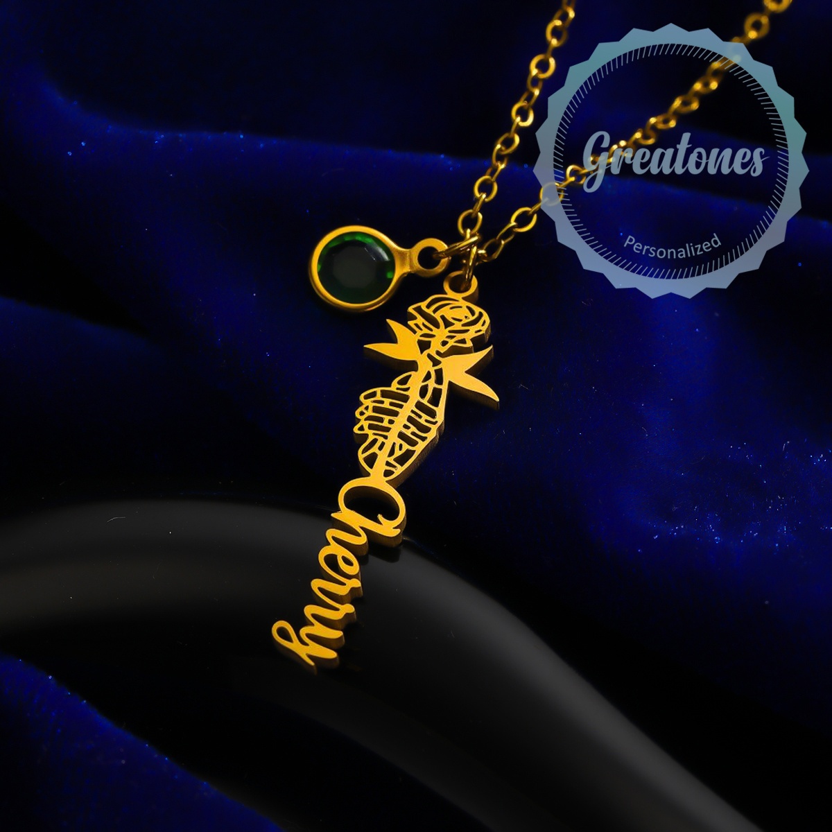 Custom Stainless Steel Openwork Romantic Rose Name Necklace